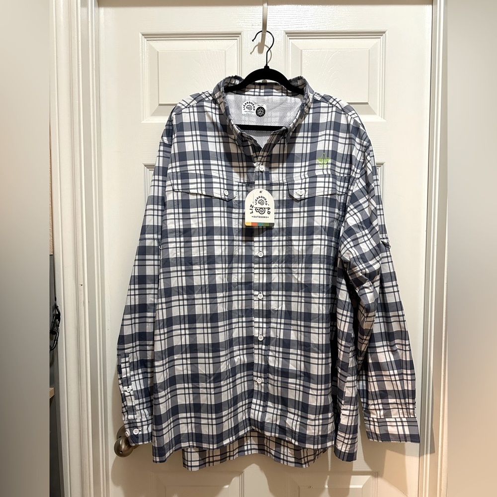 BSA Scouting logo Duck Head Men's Blue and White Checkered Shirt